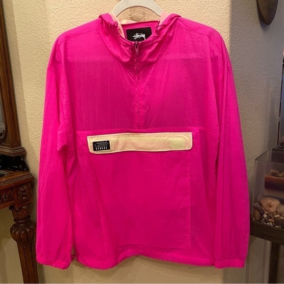 SOLD!! NWT~STUSSY Hot Pink Barbie Aydin Nylon Crinkle Hoodie and Pants Set Small - Picture 2 of 12